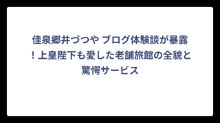 佳泉郷井づつや ブログ体験談が暴露！上皇陛下も愛した老舗旅館の全貌と驚愕サービス