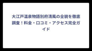 大江戸温泉物語別府清風の全貌を徹底調査！料金・口コミ・アクセス完全ガイド