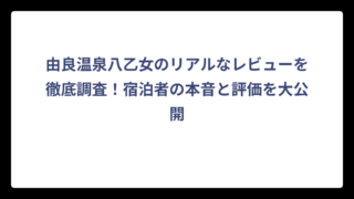 由良温泉八乙女のリアルなレビューを徹底調査！宿泊者の本音と評価を大公開