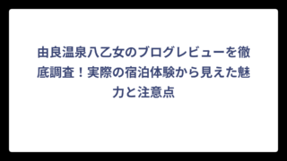 由良温泉八乙女のブログレビューを徹底調査！実際の宿泊体験から見えた魅力と注意点