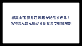 緑霞山宿 藤井荘 料理が絶品すぎる！名物ぽんぽん鍋から朝食まで徹底解剖