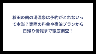 秋田の鶴の湯温泉は予約がとれないって本当？実際の料金や宿泊プランから日帰り情報まで徹底調査！